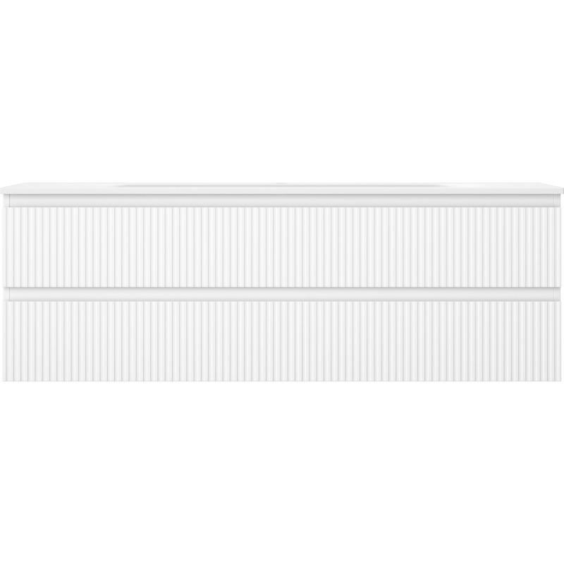 Mexen Rivel Badezimmerschrank 140 cm mit Waschbecken Vela, 2 Schubladen, gerillt, weiß matt - 91A20-14047-2-BFF01-W23M01
