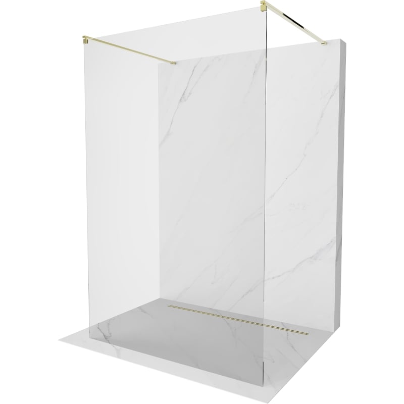 Mexen Kioto paroi de douche autoportante 160 x 200 cm, transparent 8 mm, or - 800-160-002-50-00