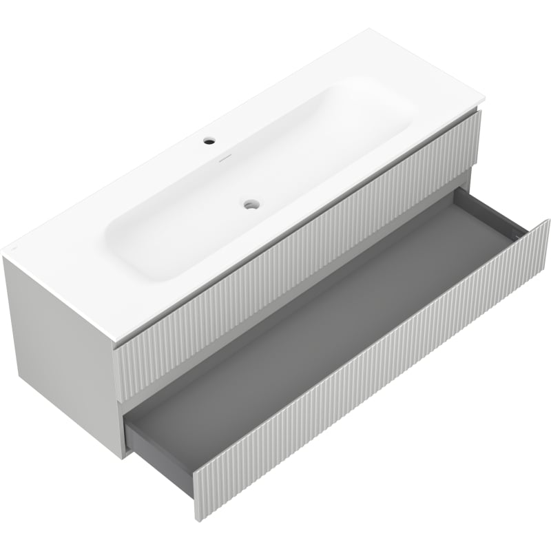Mexen Rivel vannitoakapp 140 cm valamu Vela, 2 sahtlit, soonikuga, hall matt/valge matt - 91A20-14047-2-BFF62-W23M0