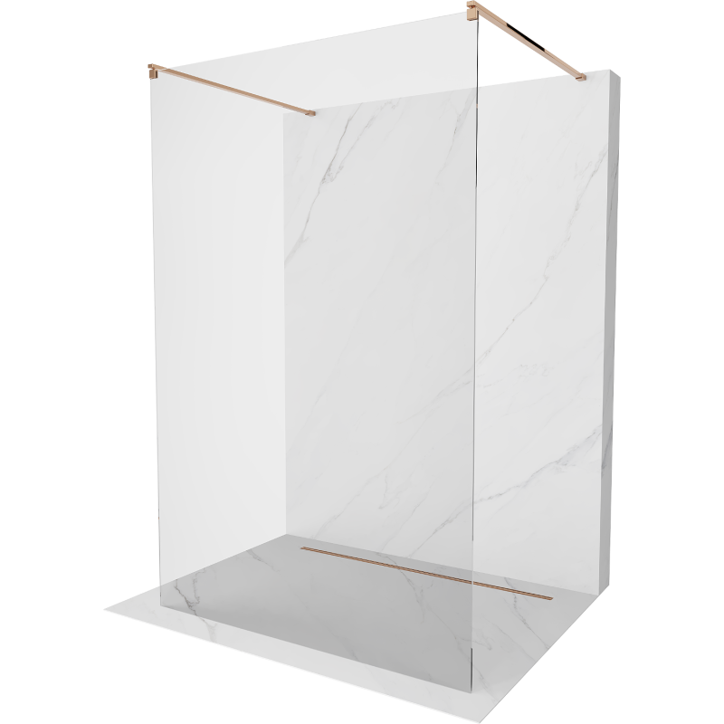 Mexen Kioto parete doccia freestanding 100 x 200 cm, trasparente 8 mm, oro rosa - 800-100-002-60-00