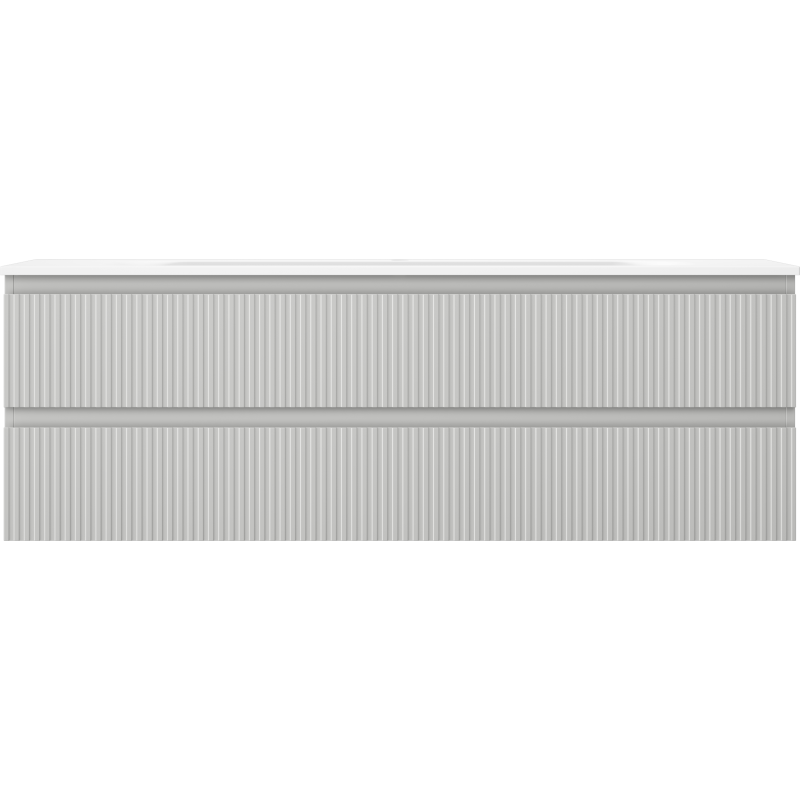 Mexen Rivel badkamerkast 140 cm met wastafel Vela, 2 laden, gegroefd, grijs mat/wit mat - 91A20-14047-2-BFF62-W23M0