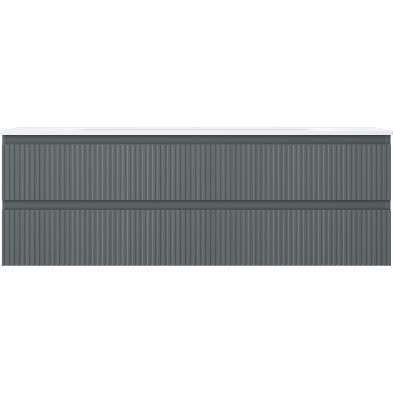 Mexen Rivel badkamerkast 140 cm met wastafel Vela, 2 laden, gegroefd, grafiet mat/wit mat - 91A20-14047-2-BFF66-W23M