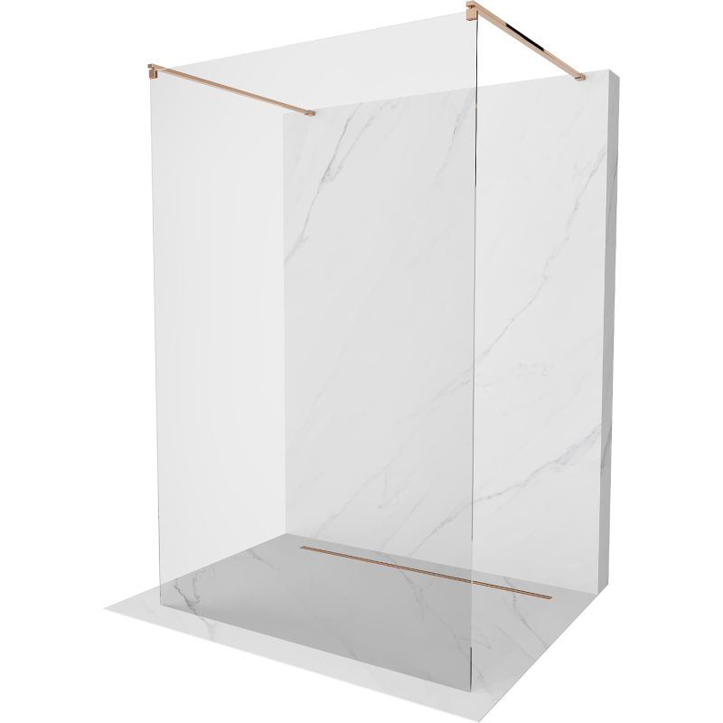 Mexen Kioto paroi de douche autoportante 120 x 200 cm, transparent 8 mm, or rose - 800-120-002-60-00