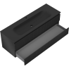 Mexen Rivel mueble de baño de 140 cm con lavabo Vela, 2 cajones, acanalado, negro mate - 91A20-14047-2-BFF71-W23M71