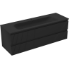 Mexen Rivel Badezimmerschrank 140 cm mit Waschbecken Vela, 2 Schubladen, gerillt, schwarz matt - 91A20-14047-2-BFF71-W23M71