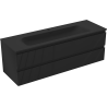 Mexen Rivel mueble de baño de 140 cm con lavabo Vela, 2 cajones, acanalado, negro mate - 91A20-14047-2-BFF71-W23M71