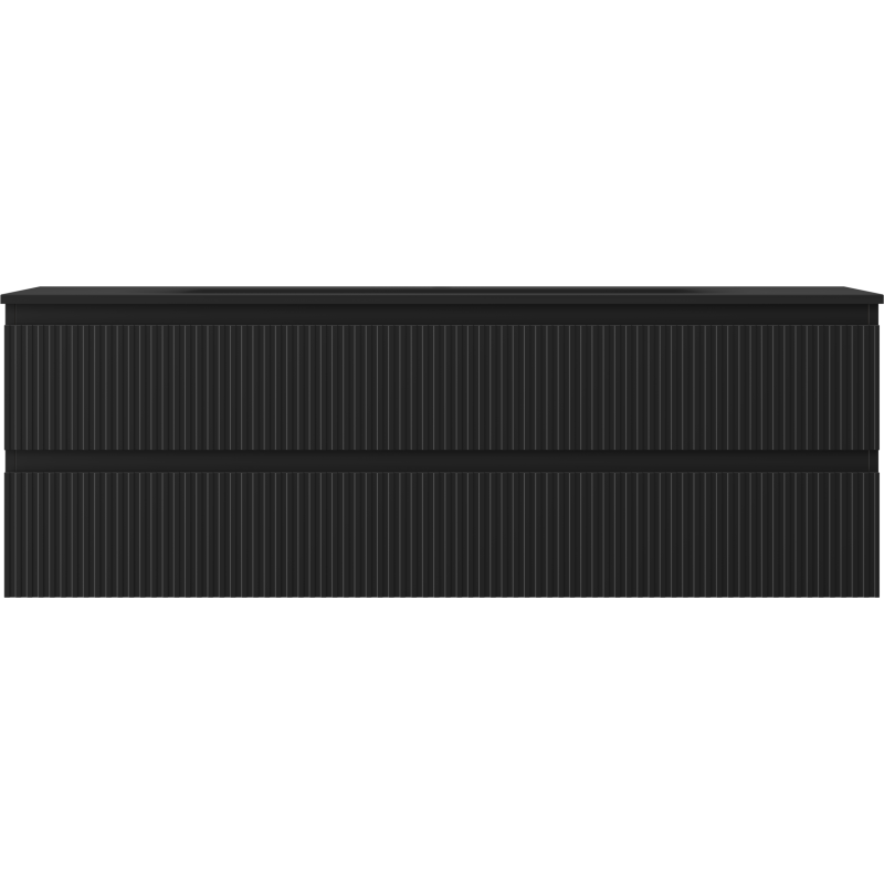 Mexen Rivel meuble de salle de bain 140 cm avec lavabo Vela, 2 tiroirs, rainuré, noir mat - 91A20-14047-2-BFF71-W23M71
