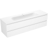 Mexen Rivel Badezimmerunterschrank 160 cm mit Waschbecken Vela, 2 Schubladen, geriffelt, weiß matt - 91A20-16047-2-BFF01-W23M01