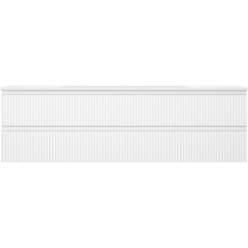 Mexen Rivel bathroom cabinet 160 cm with Vela washbasin, 2 drawers, fluted, white matt - 91A20-16047-2-BFF01-W23M01