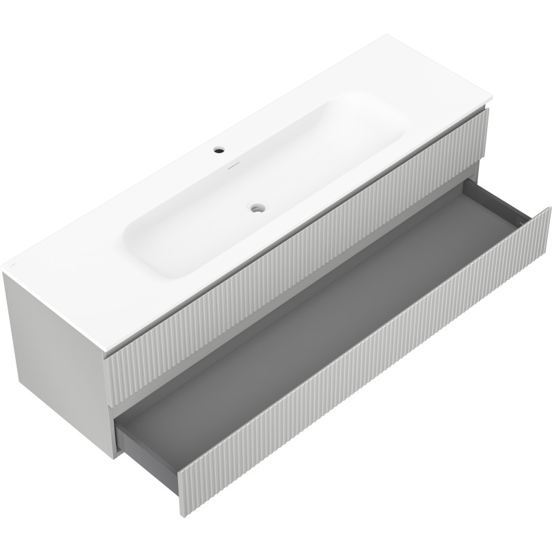 Mexen Rivel 160 cm vannitoa kapp valamu ja Vela, 2 sahtlit, soonikkoes, hall matt/valge matt - 91A20-16047-2-BFF62-W23M0