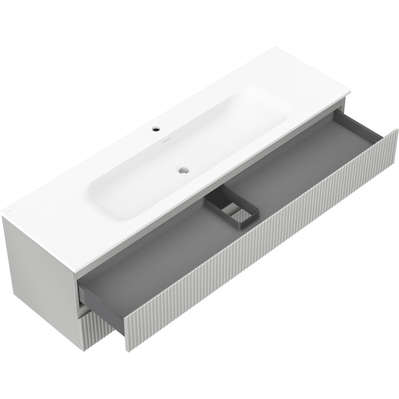 Mexen Rivel 160 cm vannitoa kapp valamu ja Vela, 2 sahtlit, soonikkoes, hall matt/valge matt - 91A20-16047-2-BFF62-W23M0