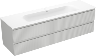 Mexen Rivel badkamerkast 160 cm met wastafel Vela, 2 laden, gegroefd, grijs mat/wit mat - 91A20-16047-2-BFF62-W23M0