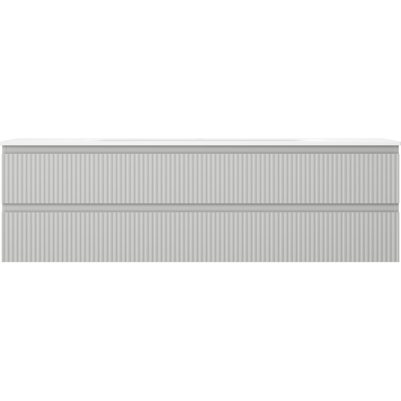 Mexen Rivel armário de casa de banho Vela 160 cm com lavatório, 2 gavetas, canelado, cinza mate/branco mate -