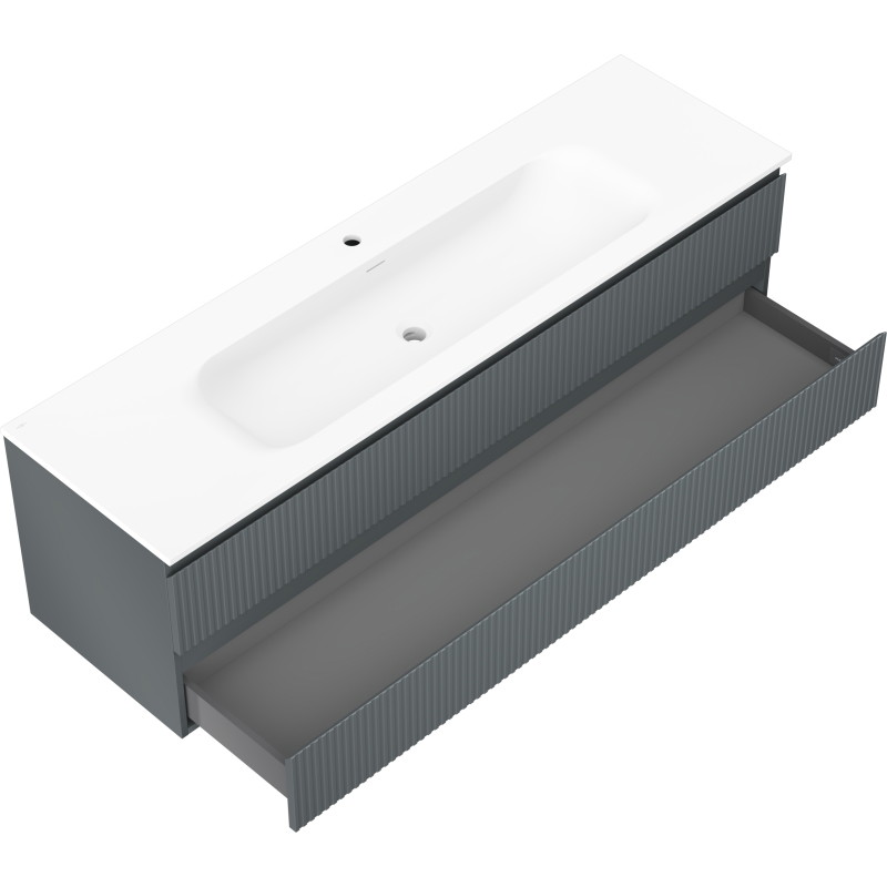 Mexen Rivel vannitoakapp 160 cm valamu Vela, 2 sahtli, soonikkoes, grafiit matt/valge matt - 91A20-16047-2-BFF66-W23M