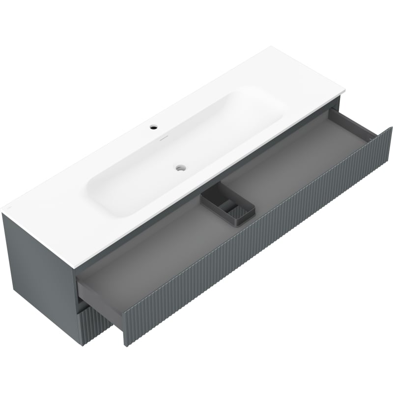 Mexen Rivel vannitoakapp 160 cm valamu Vela, 2 sahtli, soonikkoes, grafiit matt/valge matt - 91A20-16047-2-BFF66-W23M