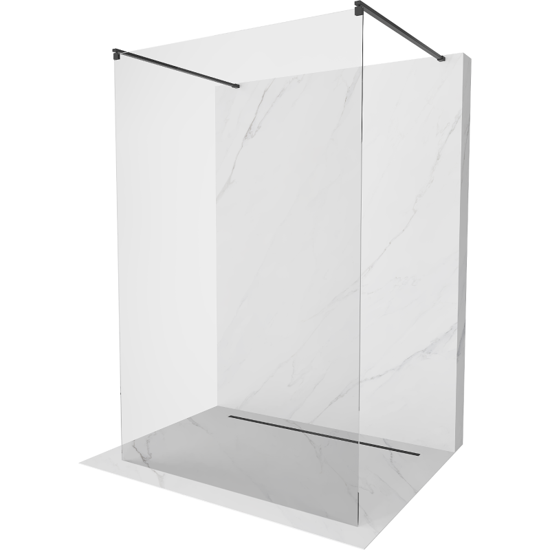 Mexen Kioto ścianka prysznicowa wolnostojąca 100 x 200 cm, transparent 8 mm, czarna - 800-100-002-70-00