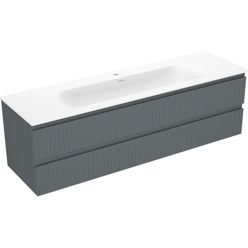 Mexen Rivel vannitoakapp 160 cm valamu Vela, 2 sahtli, soonikkoes, grafiit matt/valge matt - 91A20-16047-2-BFF66-W23M