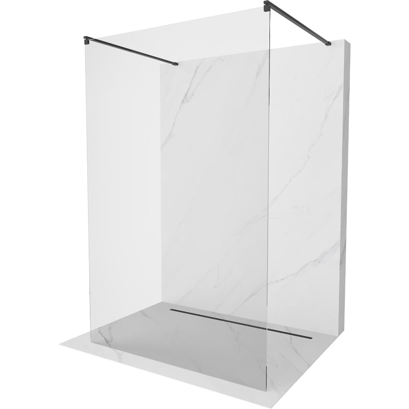 Mexen Kioto paroi de douche autoportante 150 x 200 cm, transparent 8 mm, noire - 800-150-002-70-00