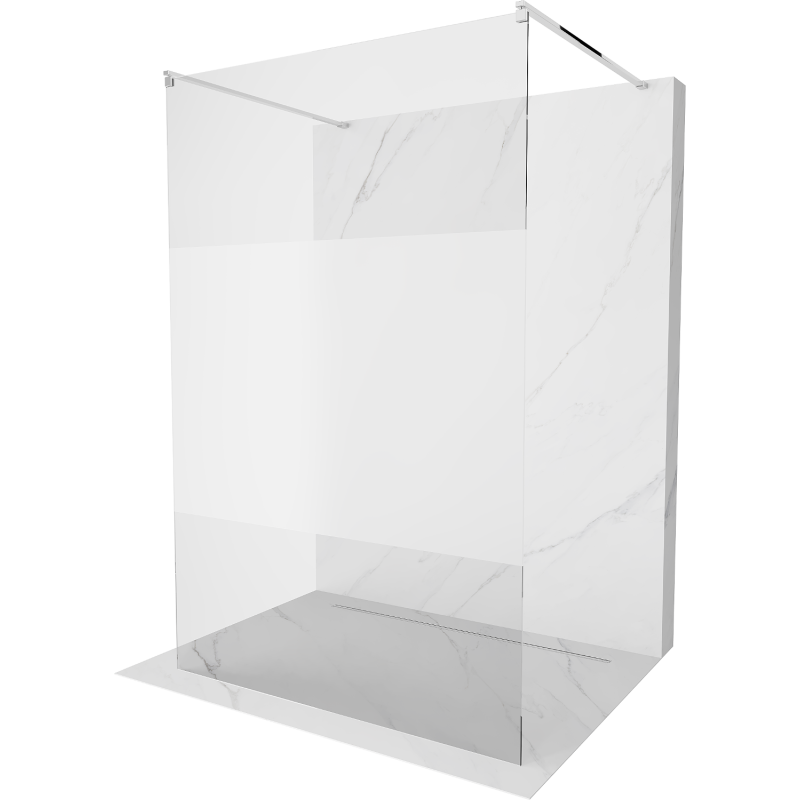 Mexen Kioto paroi de douche autoportante 100 x 200 cm, transparent/givre 8 mm, chrome - 800-100-002-01-35