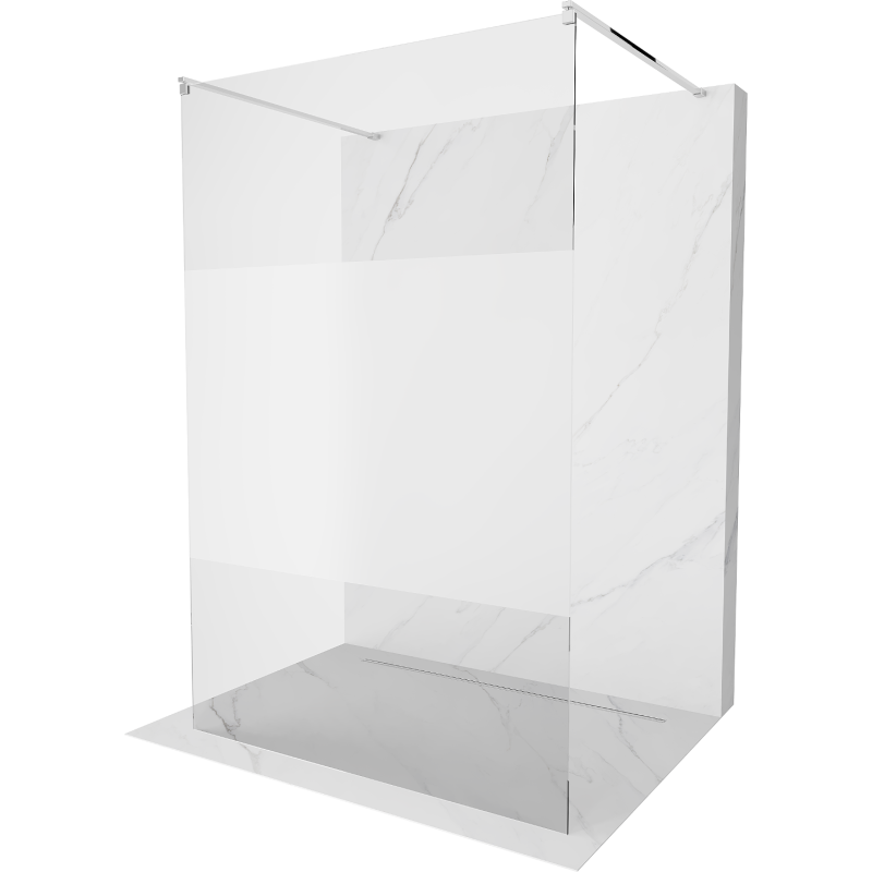 Mexen Kioto parede de duche independente 120 x 200 cm, transparente/fosco 8 mm, cromado - 800-120-002-01-35