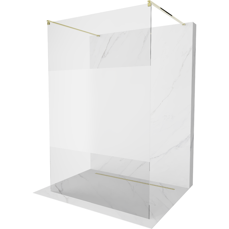 Mexen Kioto mampara de ducha independiente 100 x 200 cm, transparente/escarcha 8 mm, dorada - 800-100-002-50-35