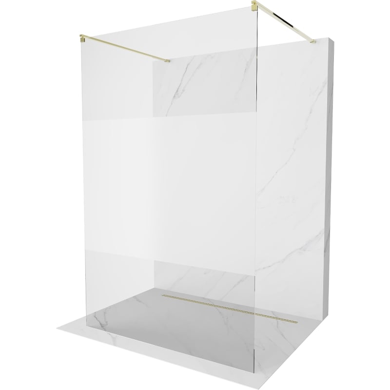 Mexen Kioto vrijstaande douchewand 120 x 200 cm, transparant/mat 8 mm, goud - 800-120-002-50-35