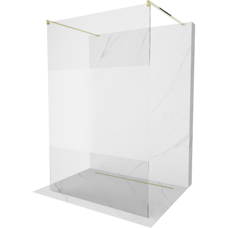 Mexen Kioto freistehende Duschwand 120 x 200 cm, transparent/Mattglas 8 mm, Gold - 800-120-002-50-35