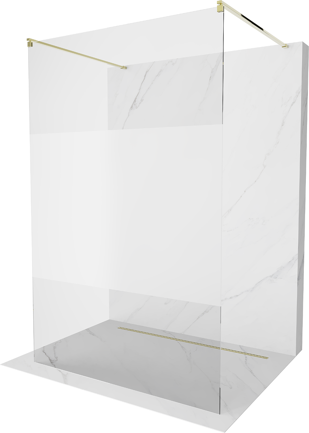 Mexen Kioto ścianka prysznicowa wolnostojąca 120 x 200 cm, transparent/szron 8 mm, złota - 800-120-002-50-35