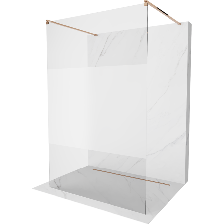 Mexen Kioto vrijstaande douchewand 100 x 200 cm, transparant/geëmailleerd 8 mm, roze goud - 800-100-002-60-35