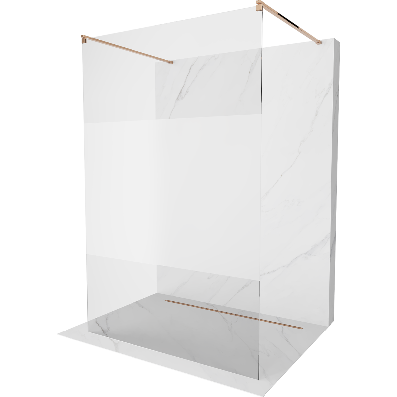 Mexen Kioto fristående duschvägg 110 x 200 cm, transparent/frostad 8 mm, roséguld - 800-110-002-60-35