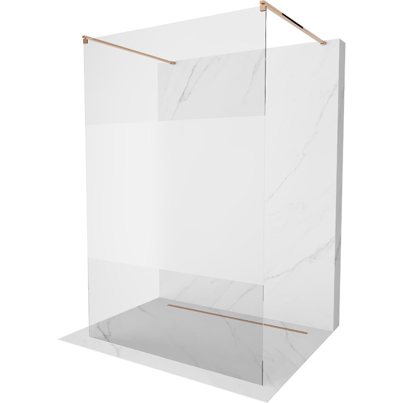 Mexen Kioto Freistehende Duschwand 120 x 200 cm, transparent/frost 8 mm, roségold - 800-120-002-60-35