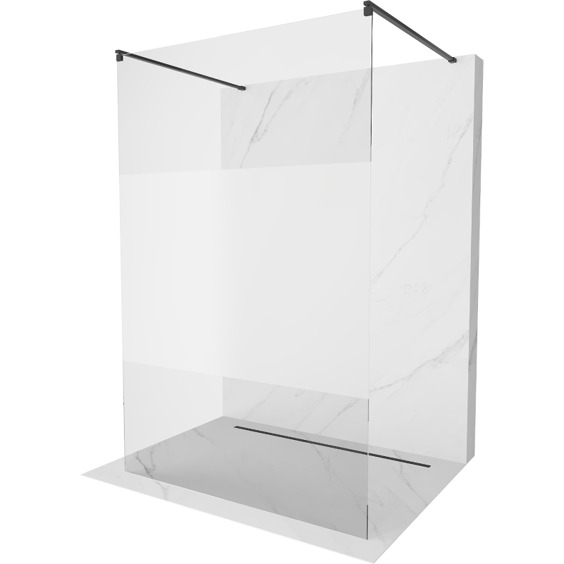 Mexen Kioto paroi de douche autoportante 100 x 200 cm, transparent/givre 8 mm, noir - 800-100-002-70-35