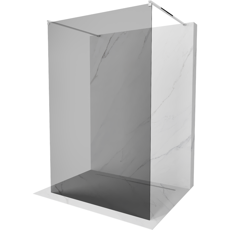 Mexen Kioto freestanding shower wall 100 x 200 cm, graphite 8 mm, chrome - 800-100-002-01-40