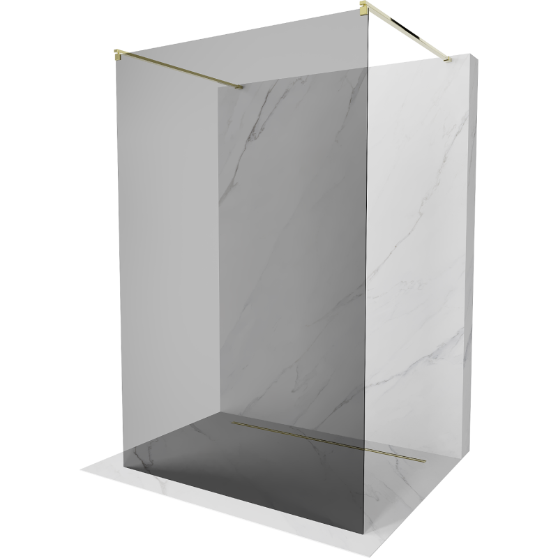 Mexen Kioto mampara de ducha independiente 110 x 200 cm, grafito 8 mm, dorado - 800-110-002-50-40