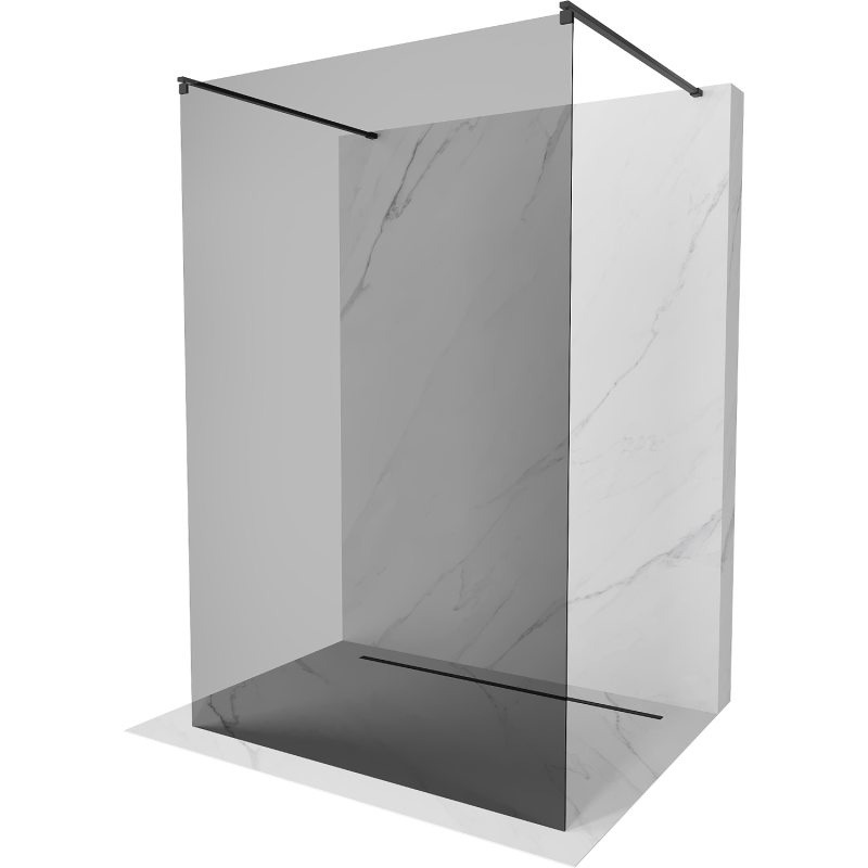 Mexen Kioto Freestanding Shower Wall 120 x 200 cm, Graphite 8 mm, Black - 800-120-002-70-40