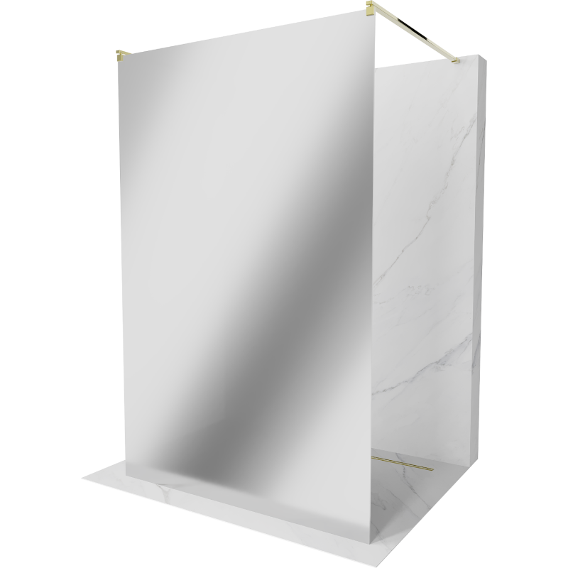 Mexen Kioto paroi de douche autoportante 100 x 200 cm, miroir 8 mm, or - 800-100-002-50-50