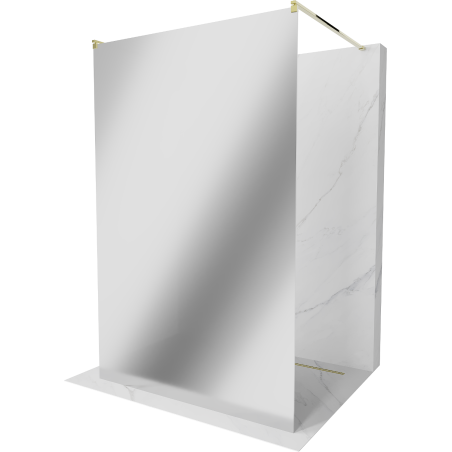Mexen Kioto paroi de douche autoportante 100 x 200 cm, miroir 8 mm, or - 800-100-002-50-50