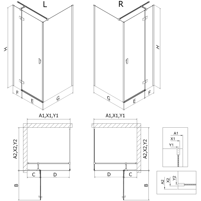 Mexen Mist-H T cabina doccia sinistra 105 x 75 cm, trasparente, oro - 8A5T-105-075-50-00-L