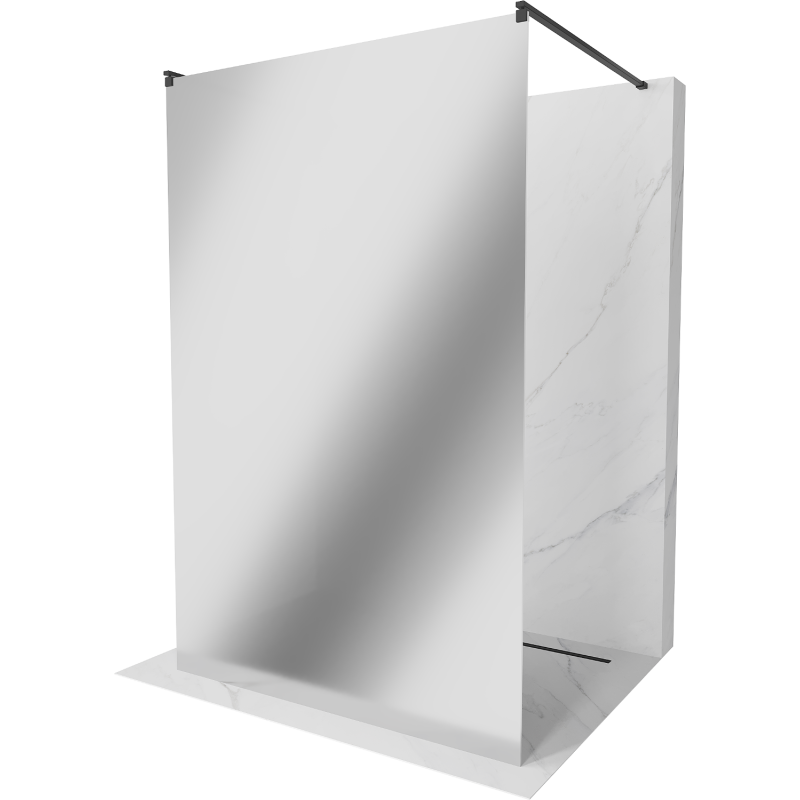 Mexen Kioto vrijstaande douchewand 100 x 200 cm, spiegel 8 mm, zwart - 800-100-002-70-50