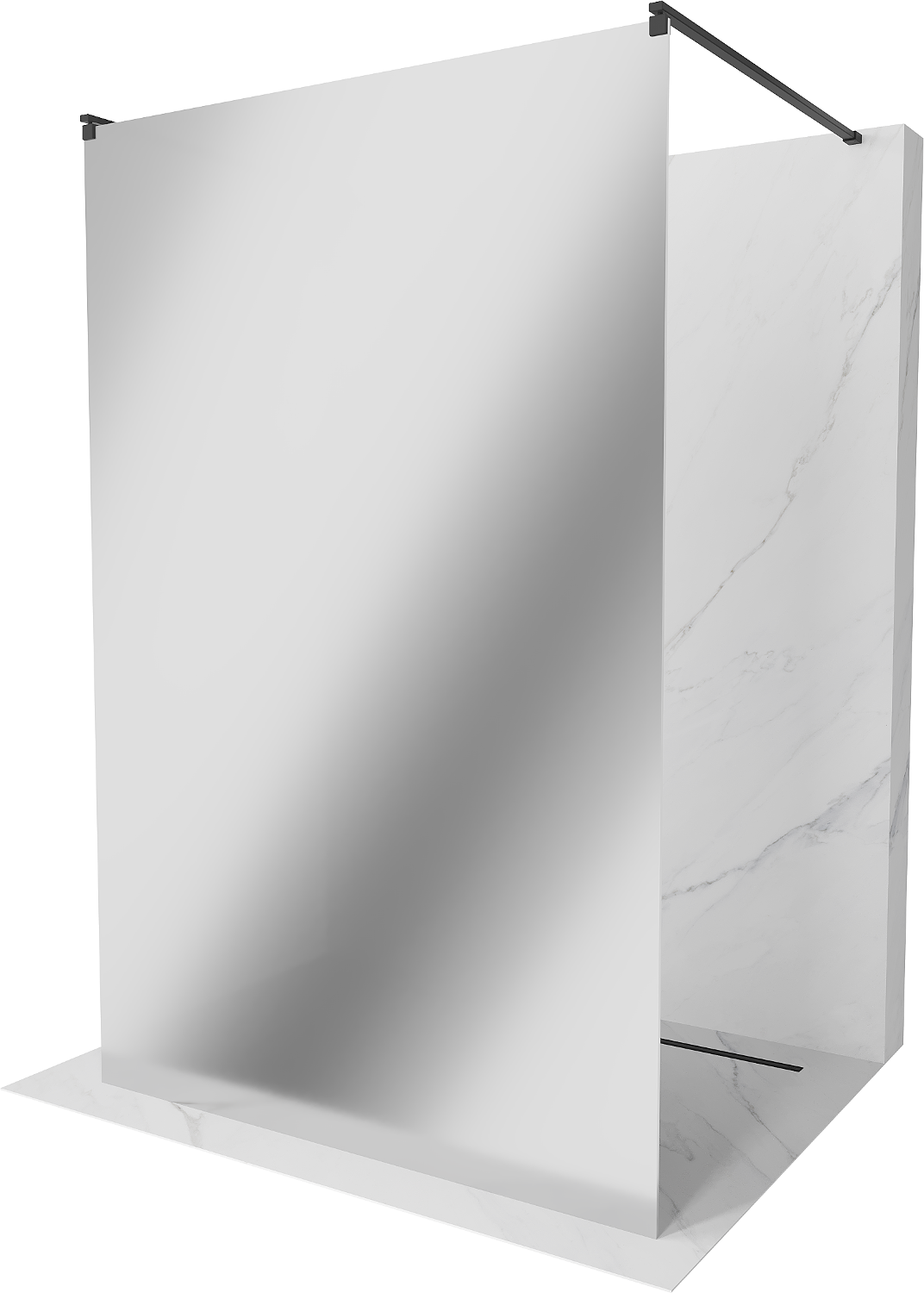 Mexen Kioto ścianka prysznicowa wolnostojąca 110 x 200 cm, lustro 8 mm, czarna - 800-110-002-70-50