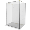 Mexen Kioto samostojeći tuš zid 110 x 200 cm, crni okvir 8 mm, zlatni - 800-110-002-50-70