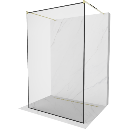Mexen Kioto paroi de douche autoportante 120 x 200 cm, cadre noir 8 mm, doré- 800-120-002-50-70