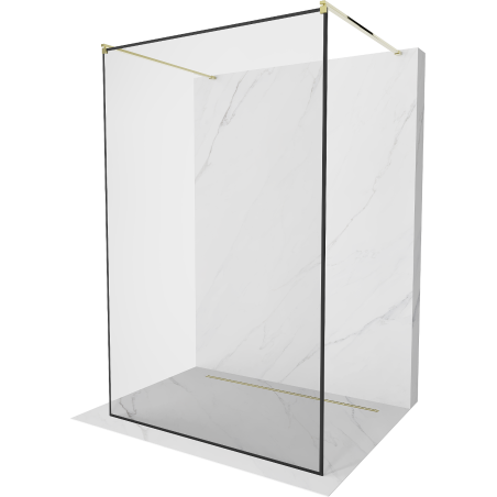 Mexen Kioto vrijstaande douchewand 120 x 200 cm, zwart frame 8 mm, goud- 800-120-002-50-70