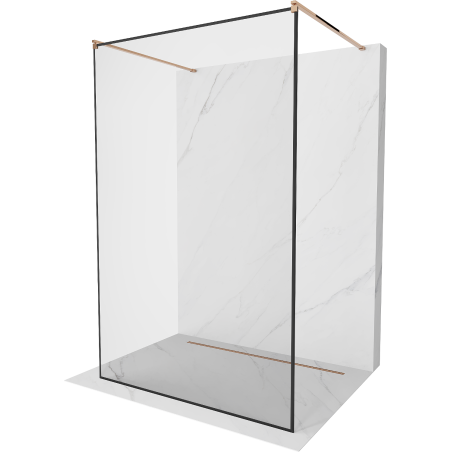 Mexen Kioto paroi de douche autoportante 120 x 200 cm, cadre noir 8 mm, or rose - 800-120-002-60-70