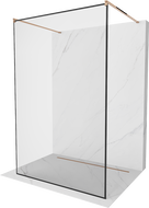 Mexen Kioto slobodno stojeći tuš zid 140 x 200 cm, crni okvir 8 mm, ružičasto zlato - 800-140-002-60-70