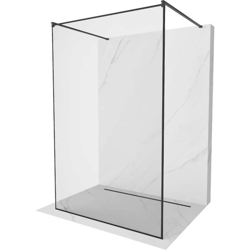 Mexen Kioto vrijstaande douchewand 100 x 200 cm, zwart frame 8 mm, zwart - 800-100-002-70-70