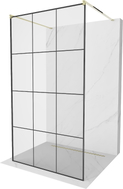 Mexen Kioto samostojeća tuš pregrada 120 x 200 cm, crna mreža 8 mm, zlatna - 800-120-002-50-77