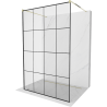 Mexen Kioto free-standing shower wall 140 x 200 cm, black grid 8 mm, gold - 800-140-002-50-77