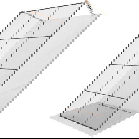 Mexen Kioto fristående duschvägg 110 x 200 cm, svart rutnät 8 mm, roséguld - 800-110-002-60-77