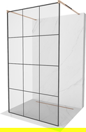 Mexen Kioto vrijstaande douchewand 110 x 200 cm, zwart raster 8 mm, roze goud - 800-110-002-60-77